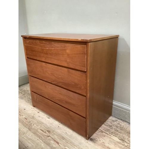 462 - A teak three height chest of drawers, 76cm wide