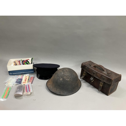 8 - Militaria including leather field case stamped 1941 13, 30.5cm wide x 12.5cm deep x 16cm high, a 195... 