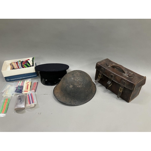 8 - Militaria including leather field case stamped 1941 13, 30.5cm wide x 12.5cm deep x 16cm high, a 195... 