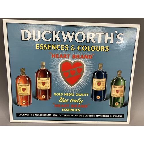 61 - A re-print Duckworth's 'Heart Brand' Essences and Colours advertising board, 36cm x 44.5cm