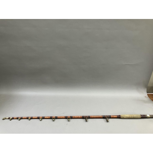 248 - A Hardy's vintage saltwater rod section, bamboo, c.1930 (name illegible as varnish has bubbled), 5'4... 