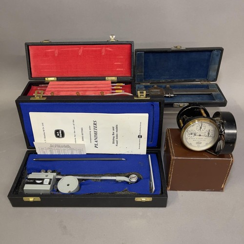 37 - A Casella of London air meter, model D5918, a Stanley Allbrit planimeter, a Dathan Tools micrometer ... 