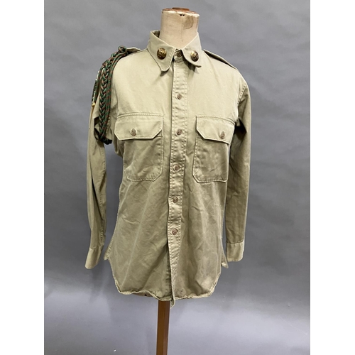 22 - A US Army Transportation Corp Shirt with 1st Infantry & Service patches and brass collar badges, mil... 