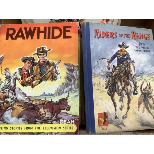 240 - A selection of wild west annuals, including Kit Carson, Wagon Train, Rawhide, Buck Jones and others