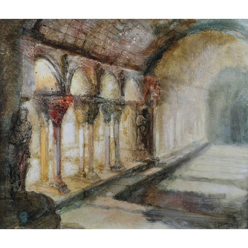 51 - ARR John Lacoux (1930-2008), Cloisters, oil on board, signed to lower right, 51cm x 60cm (Shipping c... 