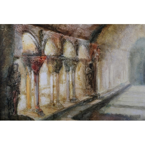 51 - ARR John Lacoux (1930-2008), Cloisters, oil on board, signed to lower right, 51cm x 60cm (Shipping c... 