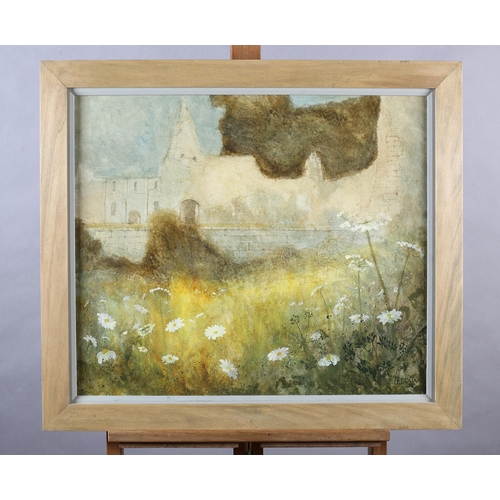 53 - ARR John Lacoux (1930-2008), Ruins and wild flowers, oil on canvas, signed to lower right, 50cm x 60... 