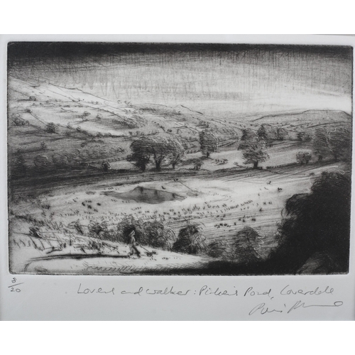 112 - ARR Piers Browne (b1942/49), Lovers and Walker: Pinker's Pond, Coverdale, black and white etching, n... 