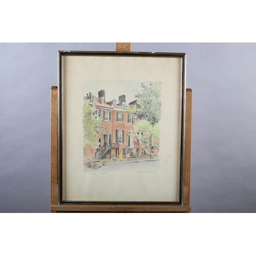 111 - Caroline Van Hook Bean, American (1879-1980), N Street, Georgetown, Washington DC, colour lithograph... 