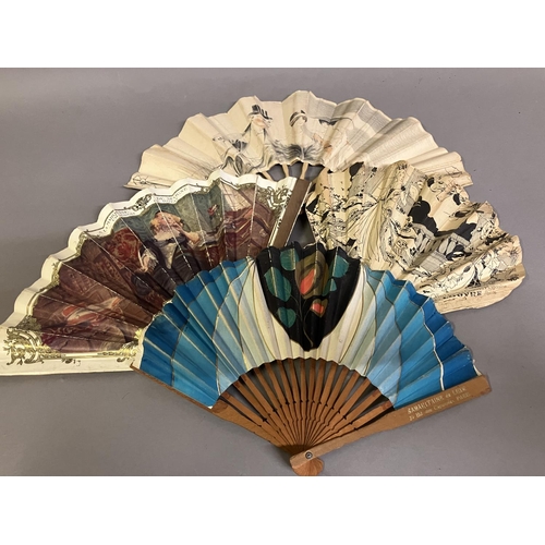 114 - Advertising fans: a French paper fan in fontange form on wood monture for the Samaritaine de Luxe, 2... 