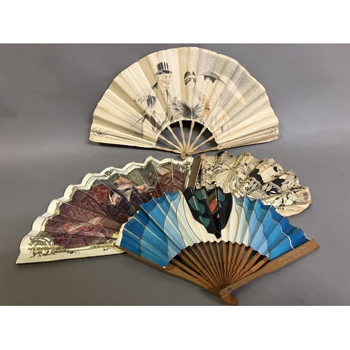 114 - Advertising fans: a French paper fan in fontange form on wood monture for the Samaritaine de Luxe, 2... 