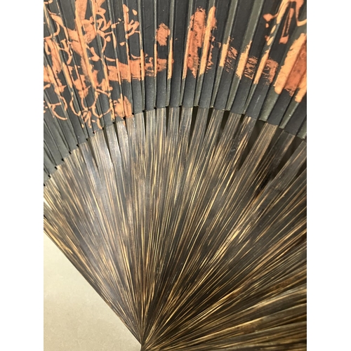 134 - An original fan by Chinese Master Artist Fu Hua, 20th century, the recto painted with flowering bush... 