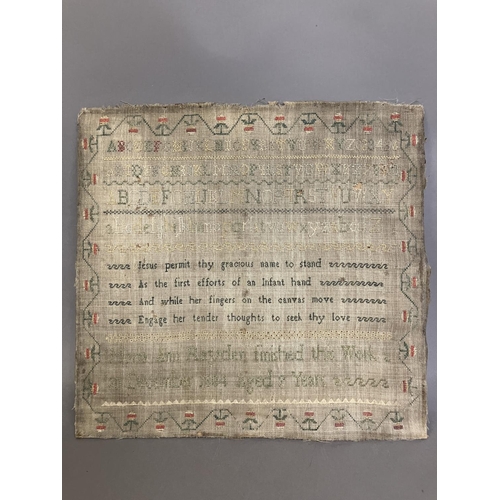 207 - An early 19th century needlework sampler by Maria Ann Rayden, finished 20th December 1804, silk thre... 