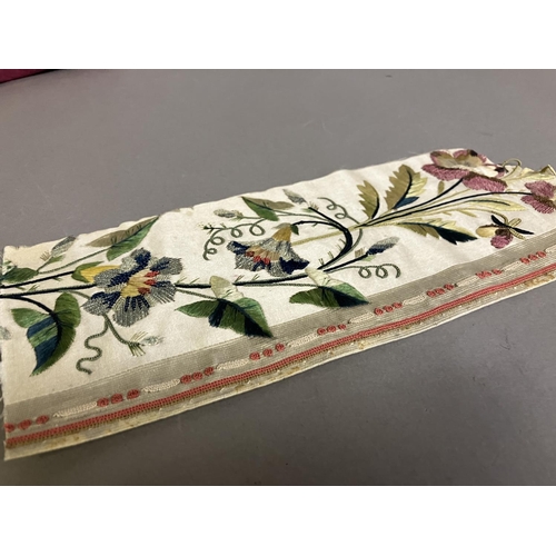 293 - Fine 19th century ribbon work and embroidery: Seven items/examples of a lady’s handiwork, as follows... 