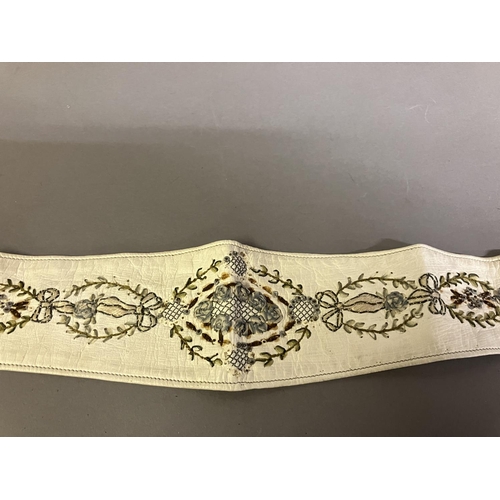 293 - Fine 19th century ribbon work and embroidery: Seven items/examples of a lady’s handiwork, as follows... 