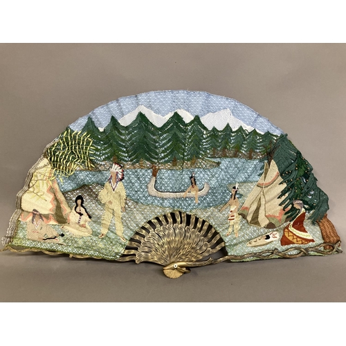 63 - Ann Collier: a unique fan designed by Ann Collier, showing the life stages of Hiawatha, from right t... 