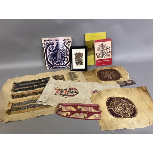 166 - Antique Peruvian woven textiles, and fragments and three specialist books, (in German, but many illu... 