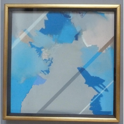 107 - C J A Stones 'Layered Abstract', in blue, gouache, signed and dated (19)87, 56cm x 56cm (Shipping ca... 