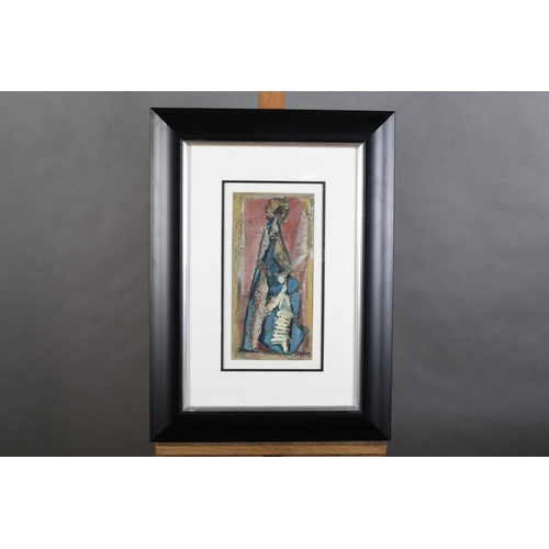 108 - Tadeusz Was (Polish 1912-2005), standing figure, abstract, impasto oil, indistinctly signed to lower... 