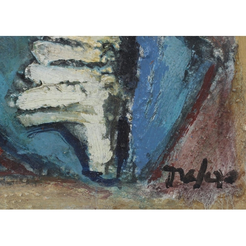 108 - Tadeusz Was (Polish 1912-2005), standing figure, abstract, impasto oil, indistinctly signed to lower... 