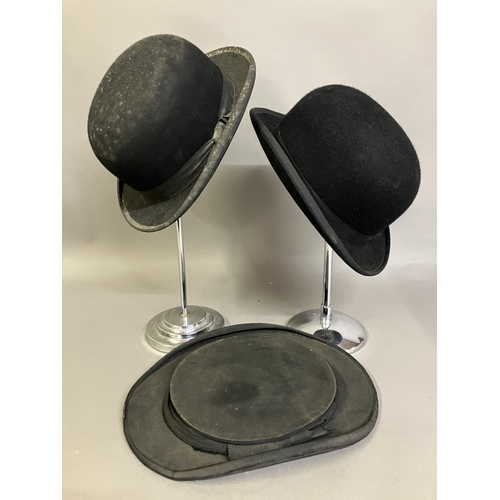 291 - A boxed silk top hat, together with an opera hat and two bowler hats ( 4 + 2 boxes) (Shipping catego... 