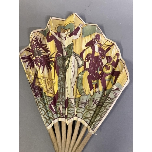 100 - Advertising fans: A good Art Deco printed paper fan in fontange form, for the Savoy Hotel, London, s... 