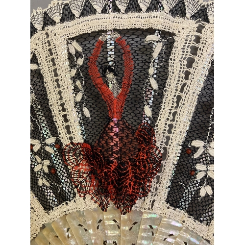 68 - Ann Collier: The Flamenco dancer, a lace leaf design in sections, in mainly red and black to present... 