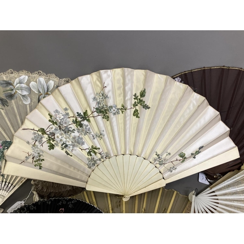 9 - Five c 1890’s fans plus an assortment of tourist and other fans: a large bone fan, the leaf a good h... 