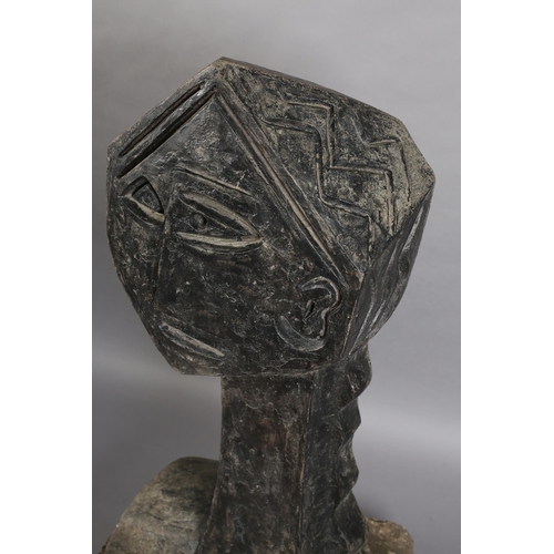 9 - ARR Helen Sinclair (b 1954), Bronze Head, garden sculpture, VII/XII, monogram to base, 57cm x 103cm ... 