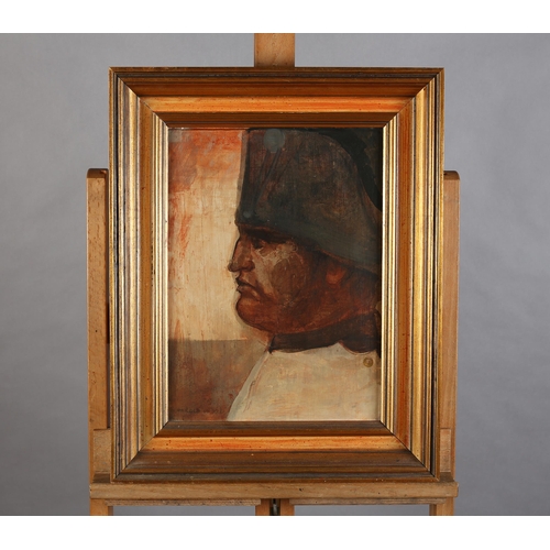 13 - ARR Harold Wood (1918-2014), Napoleon, head and shoulders portrait in profile, oil on board, signed ... 