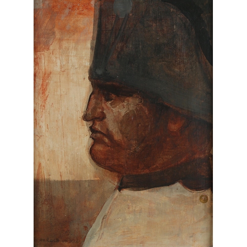 13 - ARR Harold Wood (1918-2014), Napoleon, head and shoulders portrait in profile, oil on board, signed ... 