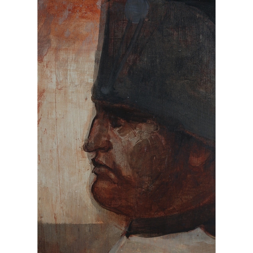 13 - ARR Harold Wood (1918-2014), Napoleon, head and shoulders portrait in profile, oil on board, signed ... 