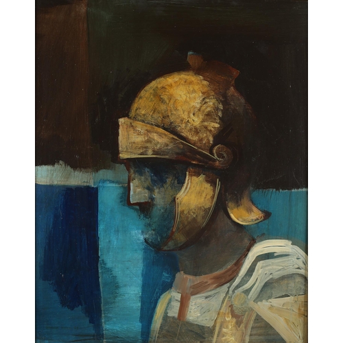 14 - ARR Harold Wood (1918-2014), Head of Roman Soldier, head and shoulders portrait, in profile, oil on ... 