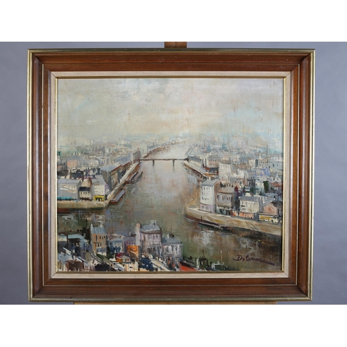 62 - ARR Lucien Delarue French (1925-2011) ARR, View over the Seine, Paris, oil on canvas, signed to lowe... 