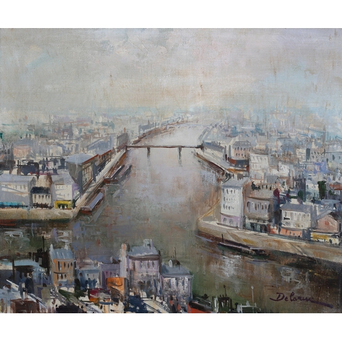 62 - ARR Lucien Delarue French (1925-2011) ARR, View over the Seine, Paris, oil on canvas, signed to lowe... 