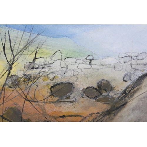 23 - ARR Katherine Holmes (b 1962), Walls and a Few Ash Trees in the Mist, watercolour, ink and pastel on... 