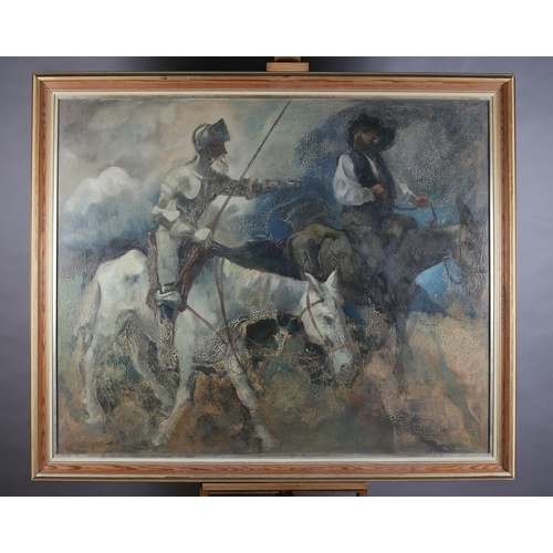 15 - ARR Harold Wood (1918-2014), Don Quixote and Sancho, unsigned, oil on board, 100cm x 125cm (craquelu... 