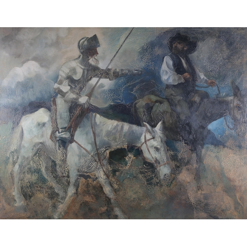 15 - ARR Harold Wood (1918-2014), Don Quixote and Sancho, unsigned, oil on board, 100cm x 125cm (craquelu... 