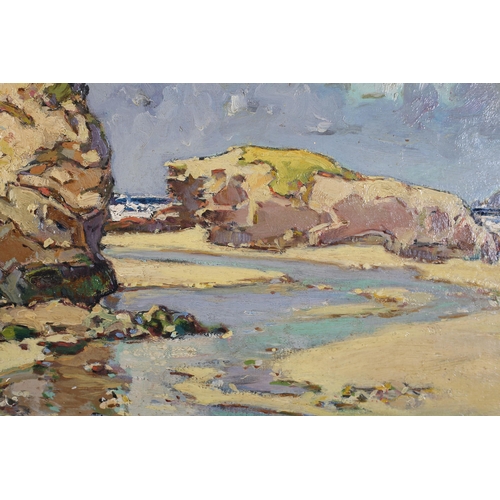 18 - Hurst Balmford (1871-1950), The Beach Portreath, oil on artist's board, signed to lower left, 46cm x... 