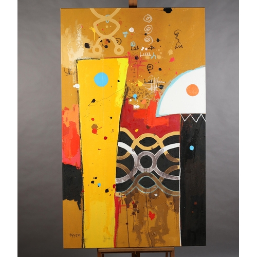 41 - Marcel Pinas  Suriname (b 1971), Abstract Composition, symbols from the Afaka script, and other elem... 