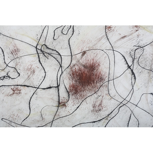 66 - French School, mid 20th century, Abstract, pen and pastel on paper, indistinctly signed and dated 19... 