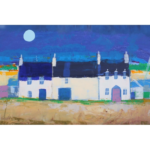 22 - ARR George Birrell, Scottish (b 1950), Beach Cottages, oil on board, titled and signed verso, 36cm x... 