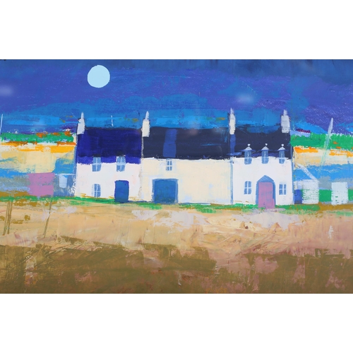 22 - ARR George Birrell, Scottish (b 1950), Beach Cottages, oil on board, titled and signed verso, 36cm x... 