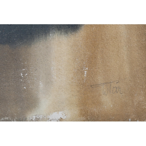 71 - ARR Willy Tirr (1915-1991), Abstract in grey and umber, watercolour, signed to lower right, 77cm x 5... 