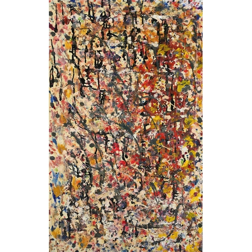 94 - Style of Pollock, late 20th/21st century, Abstract, oil/mixed media on canvas laid onto board, unsig... 