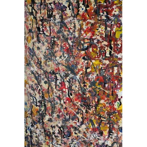 94 - Style of Pollock, late 20th/21st century, Abstract, oil/mixed media on canvas laid onto board, unsig... 