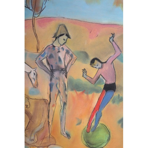 104 - After Picasso, Circus Family, pastel, unsigned, 57cm x 72cm, the original dated 1905 by Pablo Picass... 