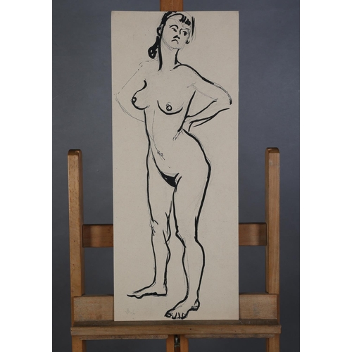 48 - ARR Druie Bowett (1924-1998), study of a female nude, standing, pen and ink, initialled and dated (1... 