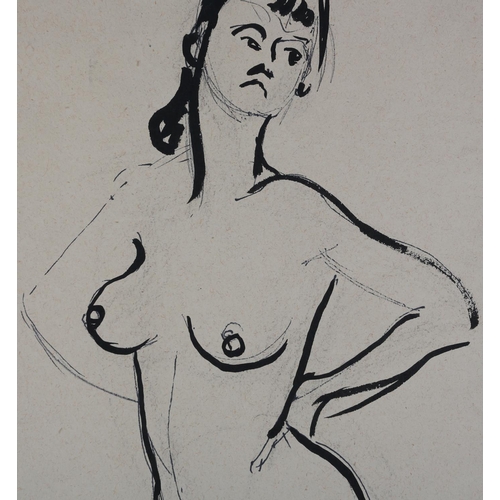 48 - ARR Druie Bowett (1924-1998), study of a female nude, standing, pen and ink, initialled and dated (1... 