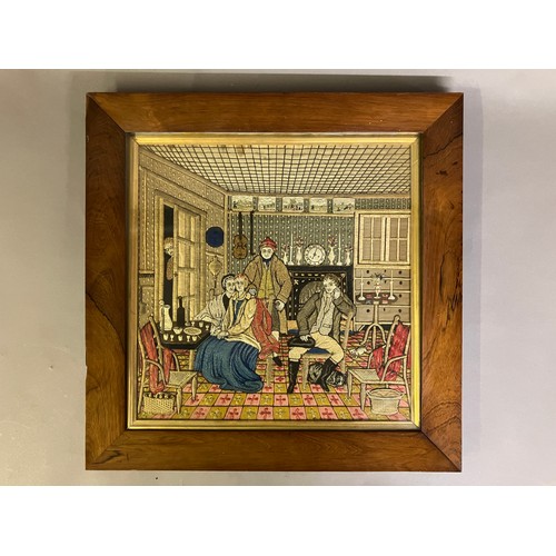 225 - An exceptionally rare 19th century embroidered picture: a true reflection of social history, showing... 